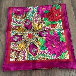 Oscar de la Renta Pink Floral Scarf